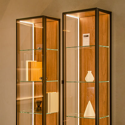 صرفه جویی در فضا کوریو کابینت نمایش شیشه ای دیواری با چراغ LED